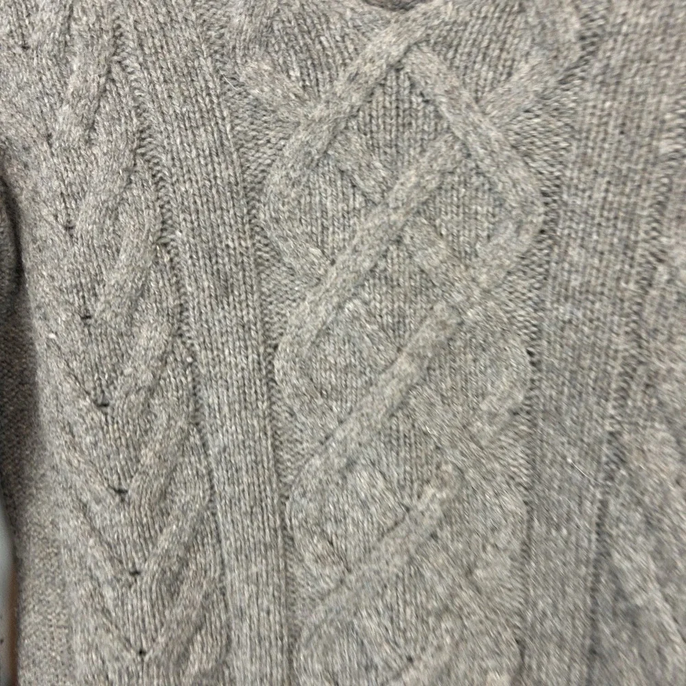 Gap Sweater Womens Small Gray Cable Knit Alpaca Wool Blend Pullover V Neck